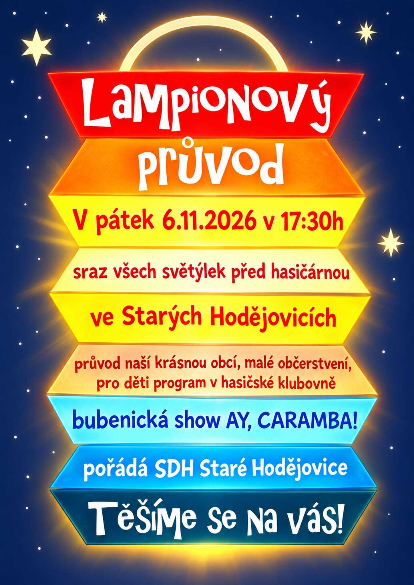 POZVÁNKA SDH STARÉ HODĚJOVICE NA LAMPIONOVÝ PRŮVOD DNE 6.11.2026 v 17:30 hodin